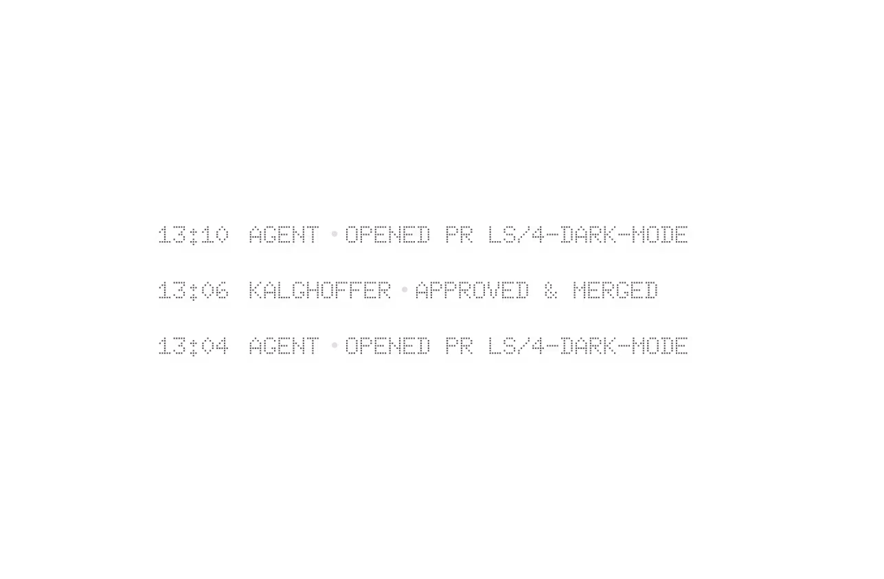 Timestamped log of who opened, approved and merged each change