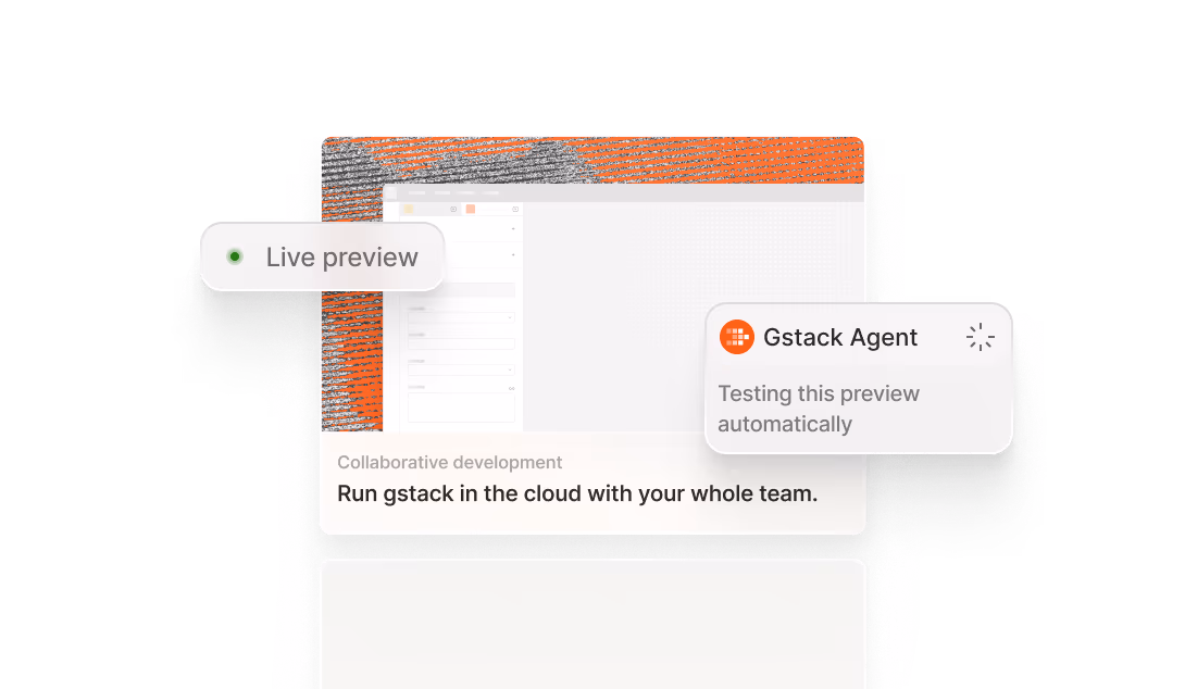 Live preview window of a change while the Gstack Agent tests the preview automatically