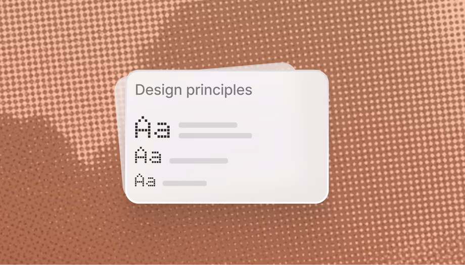 Design principles card with a three-step type scale