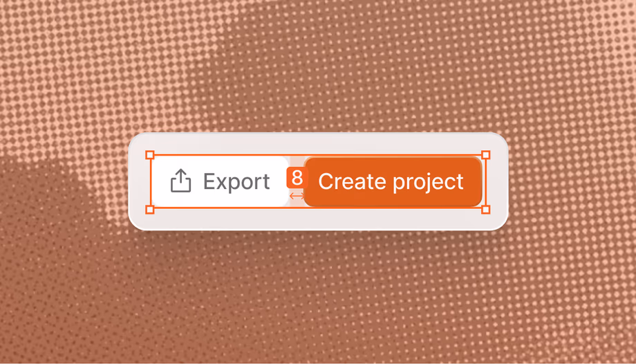 Export and Create project controls selected on a canvas