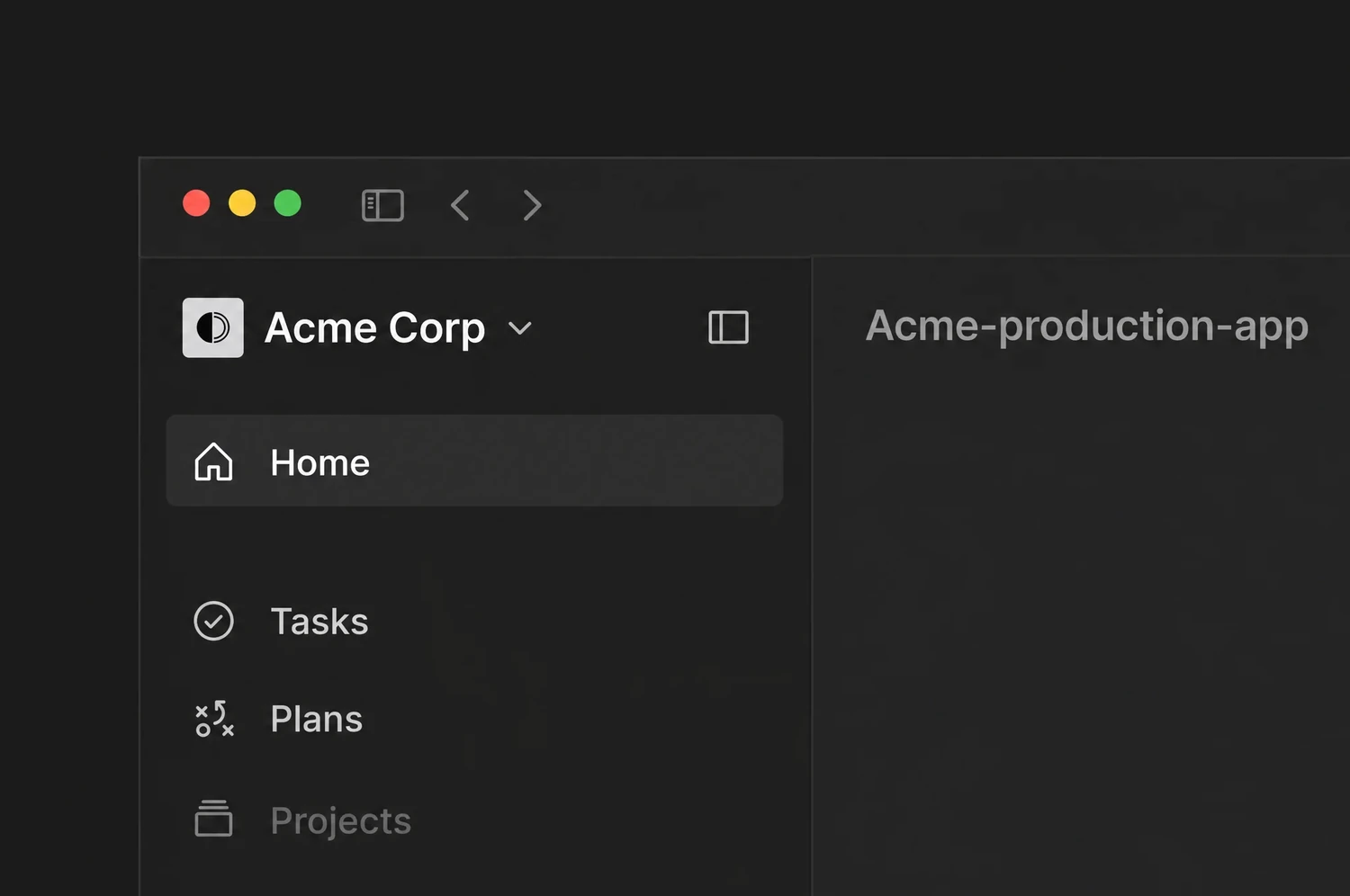 LightSprint workspace connected to a production app